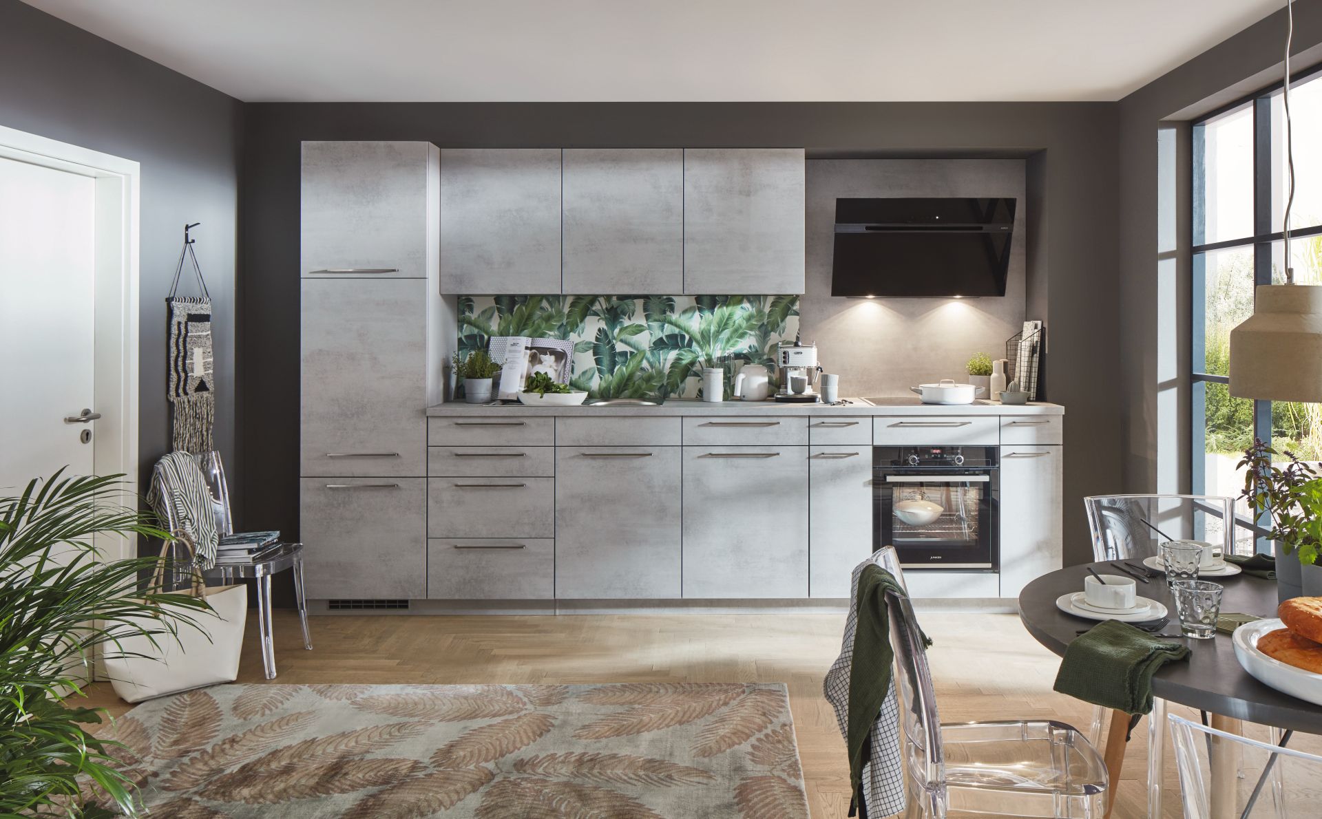 Moderne Küchenzeile in Beton-Optik