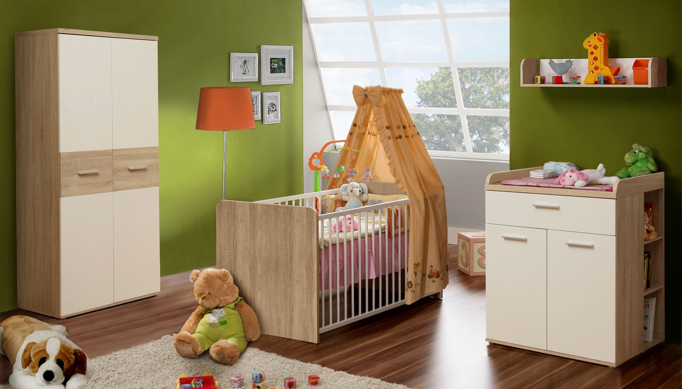 Kommode Winnie Babyzimmer - Sonoma Eiche Aluminium Weiß