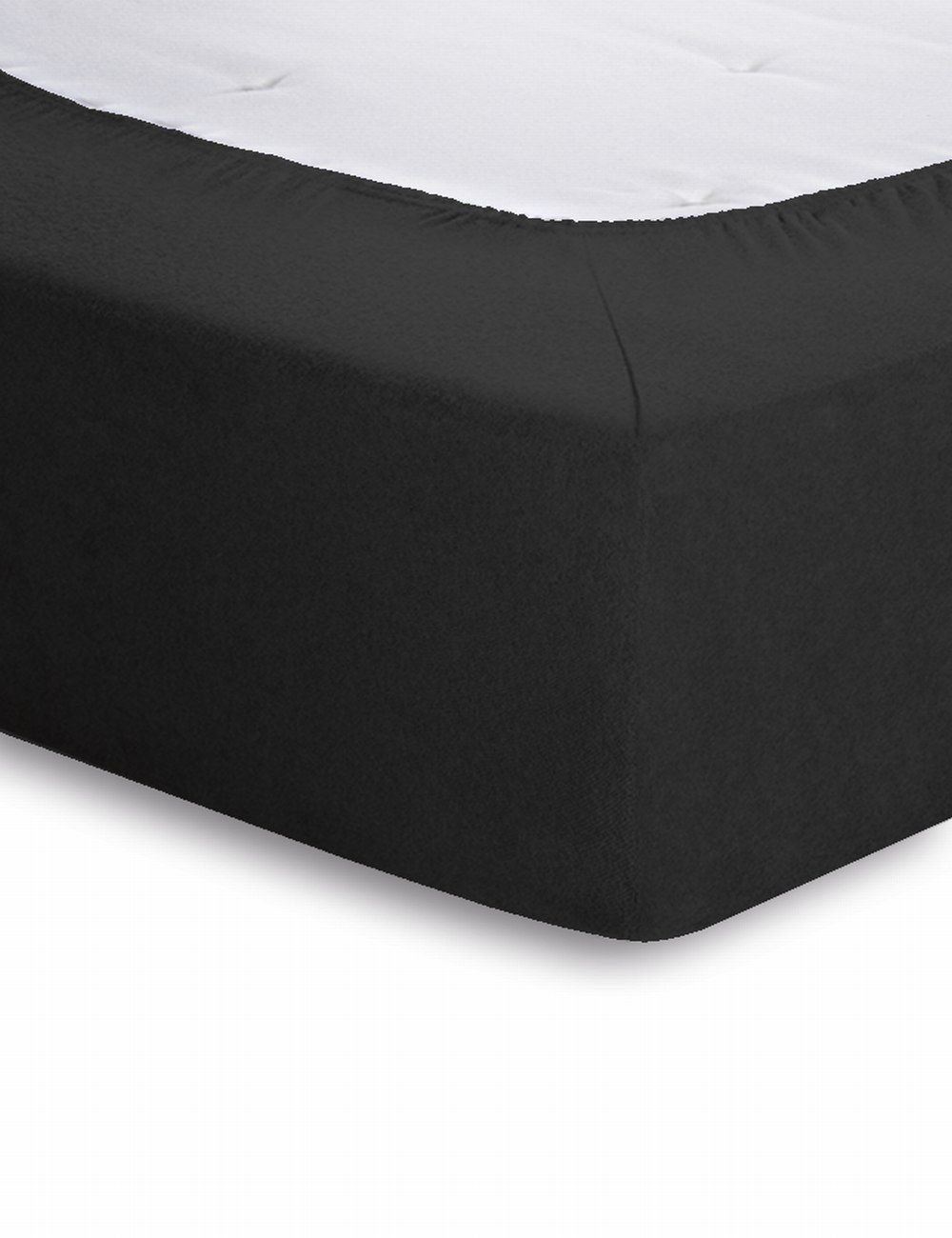 Schlafgut Frottee-Stretch Spannbetttuch  - schwarz - ca. 90 cm