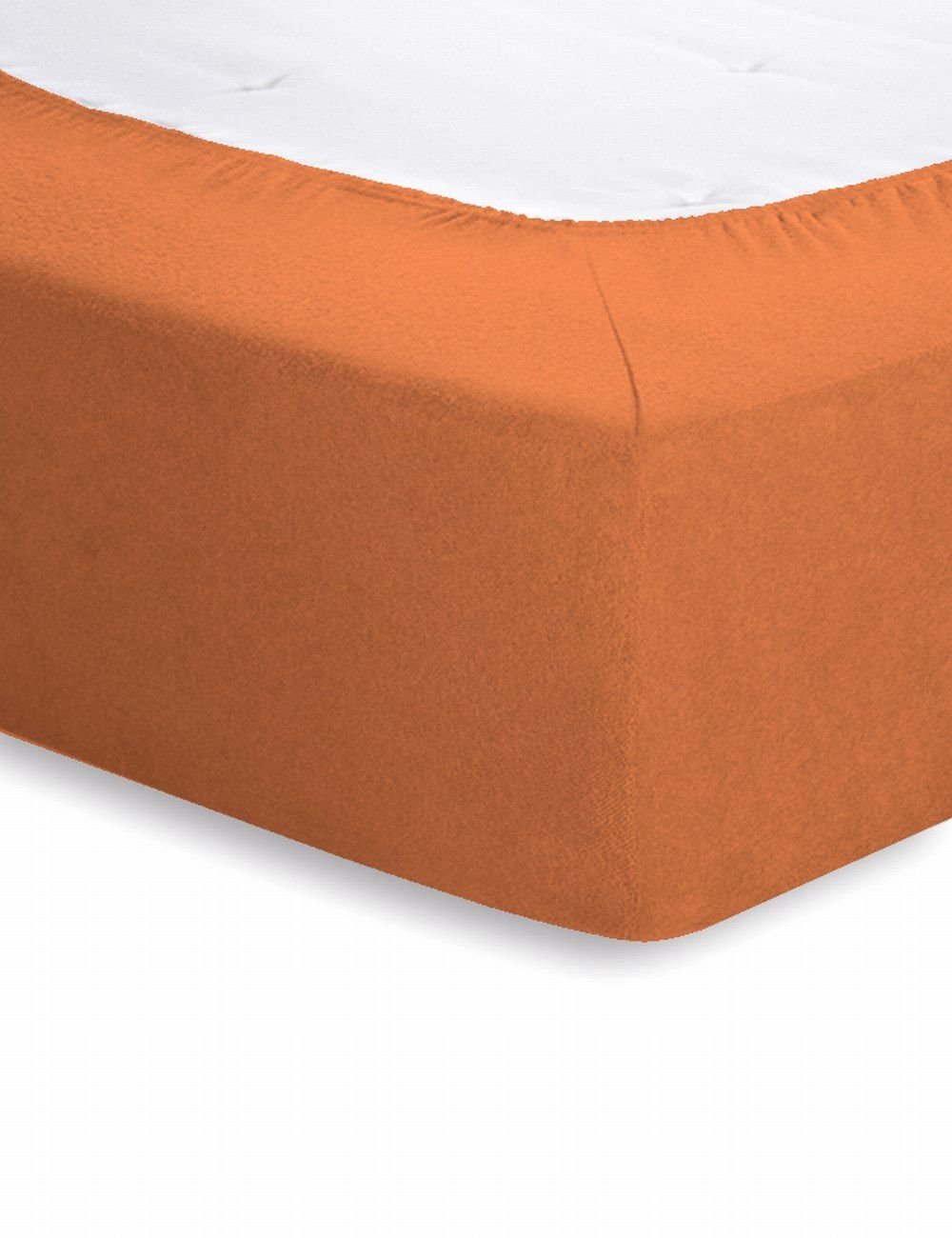 Schlafgut Frottee-Stretch Spannbetttuch  - orange - ca. 140 cm